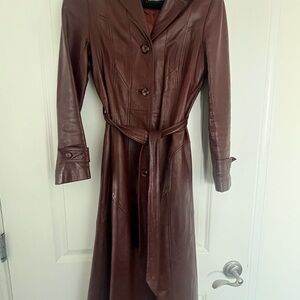 Vintage Wilson Burgundy Leather Jacket with Classic full length Trench Coat
